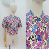 1930s Cotton printed blouse - Extra small
