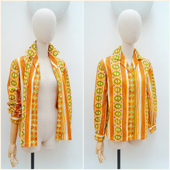 1960s Bright cotton blouse/coverup - Large