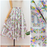 1950s Printed hugely full skirt - Small