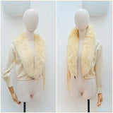 1950s Fur collar rhinestone clasp cardigan - Large