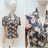 1970s Novelty dancer print blouse - Extra small