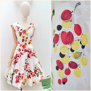 1950s Rhinestone printed summer dress - Small