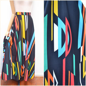 1970s Graphic print maxi skirt - Small Medium