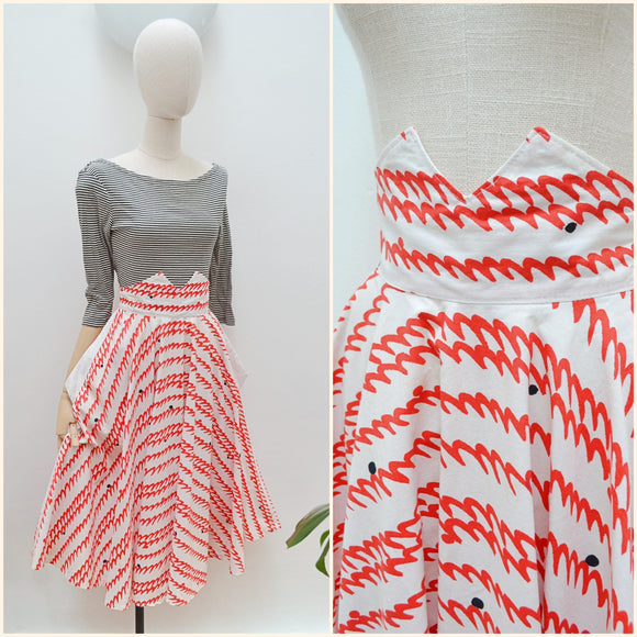 1970s Printed cotton circle skirt - Extra small