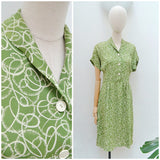 1940s Printed rayon day dress - Small Medium