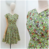1950s Full skirt day dress - Extra small