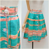 1950s Striped cotton day skirt - Small