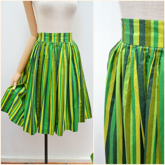 1950s Bright striped cotton skirt - Extra small