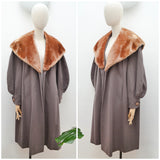 1940s Lantern sleeve wool coat - Large XL