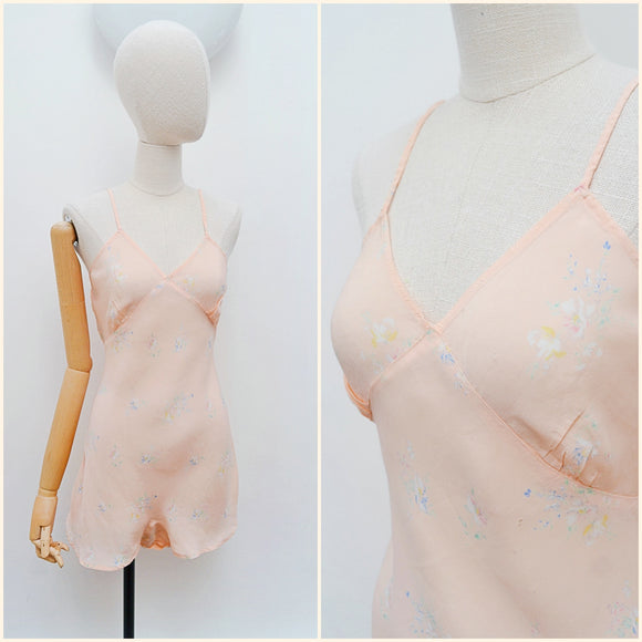 1930s Floral rayon teddy - Small