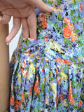 1950s Lilac printed cotton full skirt dress - Medium