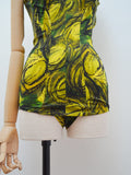1960s Abstract print swimsuit - XXS