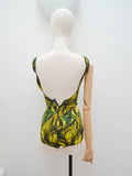 1960s Abstract print swimsuit - XXS