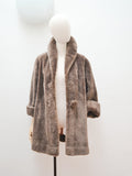 1950s Faux fur Astraka wide collar coat - Medium Large