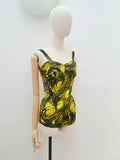1960s Abstract print swimsuit - XXS