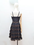 1940s Crochet skirt crepe dress - Small