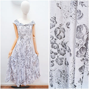 1940s Rose print cotton gown - Extra small