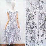 1940s Rose print cotton gown - Extra small