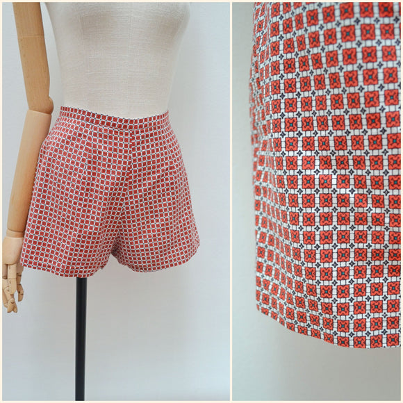1960s Printed cotton shorts - Extra small