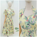 1940s Printed cotton dress - Small Medium