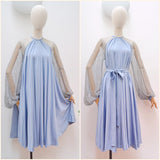 1970s Jean Varon net sleeve trapeze dress