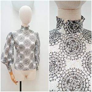 1970s Regency style lace blouse - Extra small Small