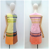 1960s Colour block cotton dress - Extra small