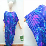 1970s Marbled pleated Hawaiian kaftan - Free size