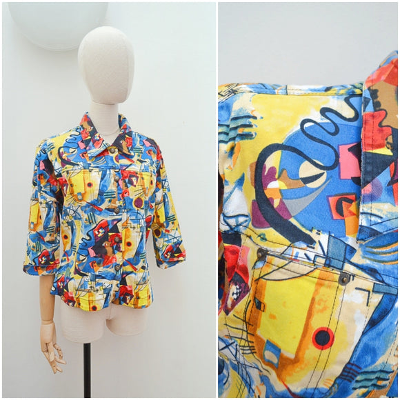 1980s Kandinsky print denim jacket - Large