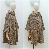 1950s Leopard print trapeze coat - Medium