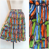 1950s Printed cotton skirt - Small Medium