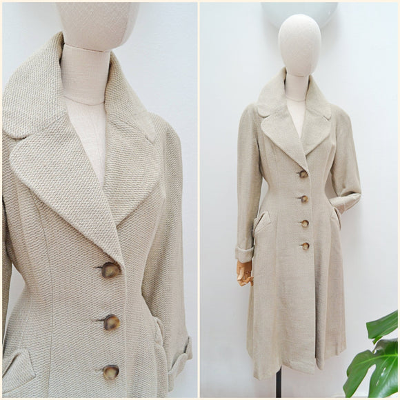 1950s Woollen princess coat - Small