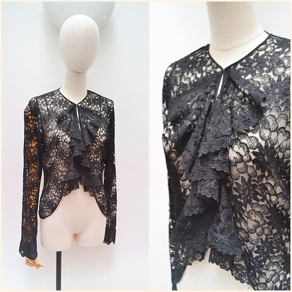1930s Lace ruffle jacket - Small