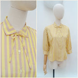 1950s 60s Bow neck day blouse - Small