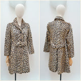 1960s 70s Leopard print belted coat - Extra small