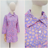 1960s Daisy print shirt dress - Small