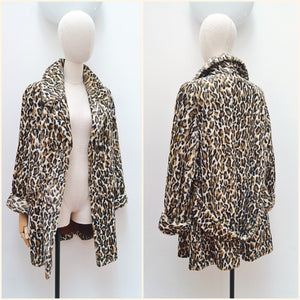 1960s Leopard print velveteen coat - Medium Large