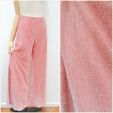 1970s Pink lurex wide leg pants - Extra small