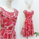 1950s Nylon full skirt dress - Large