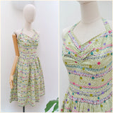 1940s Ruched halterneck sundress - Extra X small
