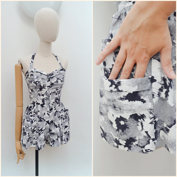 1950s Double pocket cotton romper - Extra small