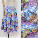 1950s 60s Mountain scenic print skirt - Small