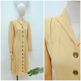 1940s Mustard wool day dress - Medium