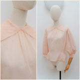 1940s Sheer pinstripe blouse - Small