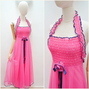 1970s Halterneck maxi nightdress - XS