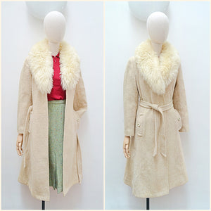 1970s Wool & faux sheepskin coat - Small
