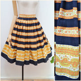 1950s Printed full skirt - Extra small