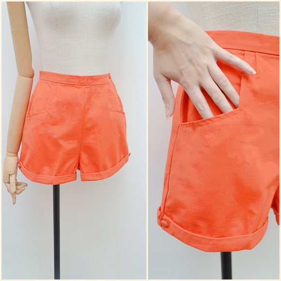 1950s Orange cotton shorts - Extra small