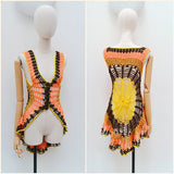 1970s Cobweb crochet waistcoat - XS S