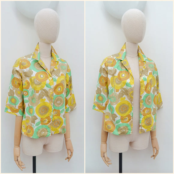 1960s Bright cotton blouse - Small Medium